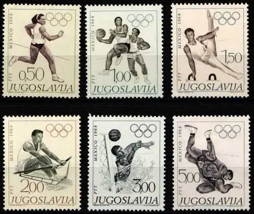 Jugoslawien 1290-1295 postfrisch Olympiade 1968 Mexiko #NM293