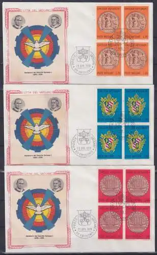 Vatikan FDC 561-563 als Ersttagsbrief als Viererblöcke #NS298