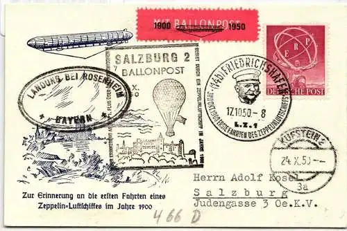 Berlin 71 auf Postkarte Ballonpost zu Gedenken der Luftschifffahrt #NR615