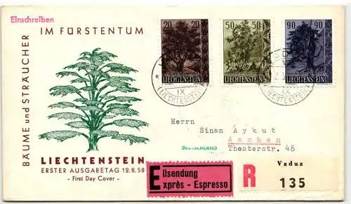Liechtenstein FDC 371-373 als Ersttagsbrief #NS358