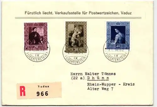 Liechtenstein FDC 306-308 als Ersttagsbrief #NS348