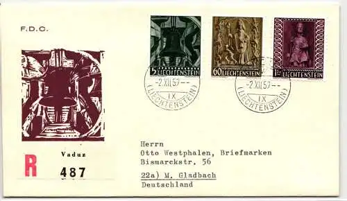 Liechtenstein FDC 386-388 als Ersttagsbrief #NS360