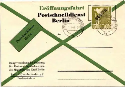 Berlin 17 als Ersttagsbrief amtliche Eröffnungsfahrt Postschnelldienst #NR619