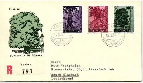 Liechtenstein FDC 377-379 als Ersttagsbrief #NS359