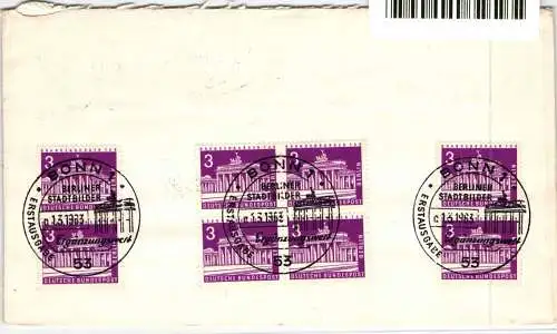 Berlin 231 4er Block gestempelt Brief Ausland FDC #NQ670