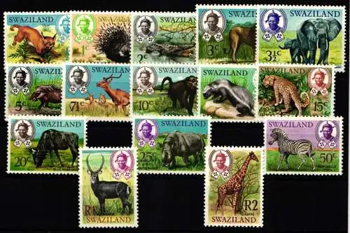 Swaziland 160-174 postfrisch Tiere #JY620