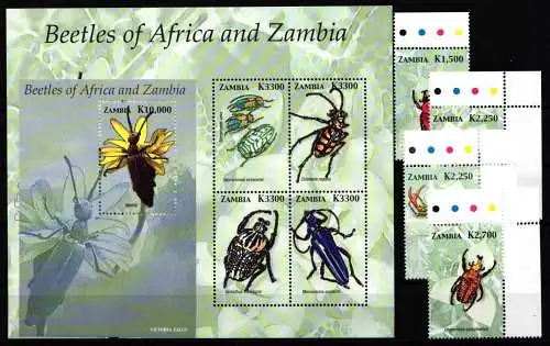 Sambia gutes Lot Afrikanische Käfer postfrisch #NT917