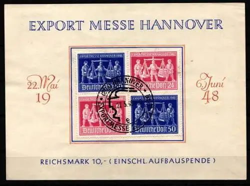 Alliierte Besetzung Gemeinschaftsausgaben V ZD1 als Ersttagsbrief Exportmesse Hannover #NB908