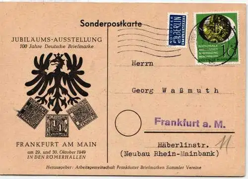 BRD Bund 141 auf Postkarte Einzelfrankatur #NQ744