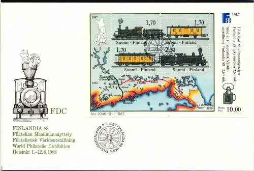 Finnland Block 3 gestempelt als FDC "Eisenbahn" #NT934
