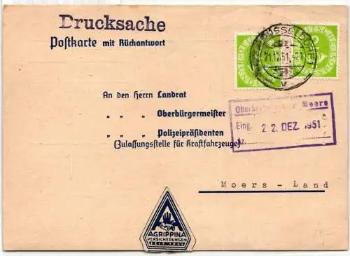 BRD Bund 123 auf Postkarte #NQ800