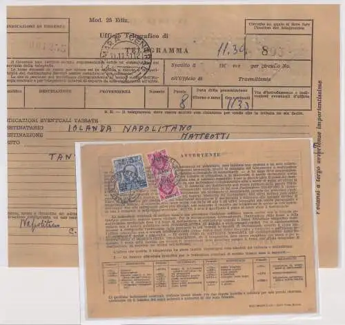 Italienisch-Eritrea Britische Militärpost 26 gestempelt auf Telegram #NK128