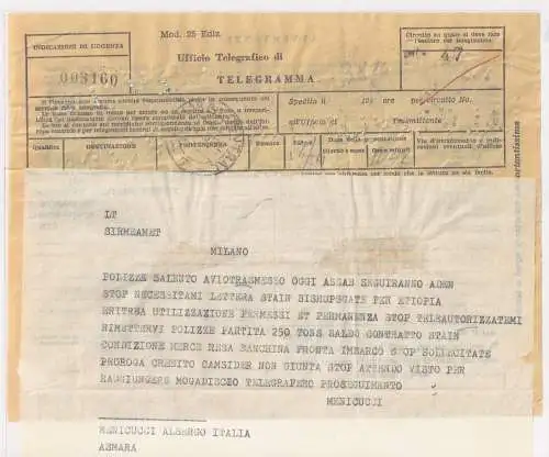 Italienisch-Eritrea Britische Militärpost 24-26 gestempelt auf Telegram #NK141