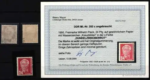 DDR 252 a, b, c postfrisch geprüft bzw. Befund Mayer BPP #NR441