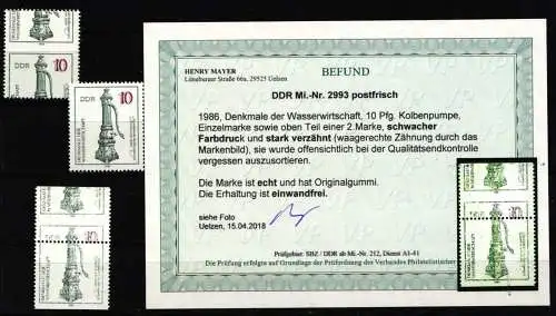 DDR 2993 Lot Verzähnungen postfrisch Befund Mayer VP, schwacher Druck #NR461