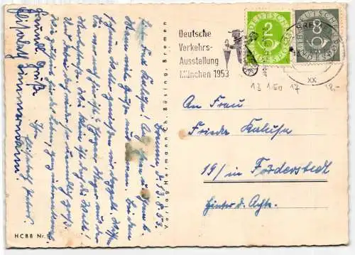 BRD Bund 127, 123 auf Postkarte Posthorn #NQ458