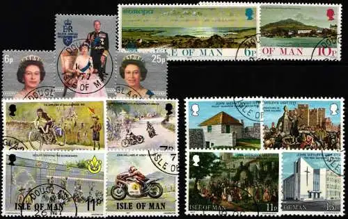 Großbritannien Isle of Man Jahrgang 1977 mit 92-104 gestempelt #NQ039