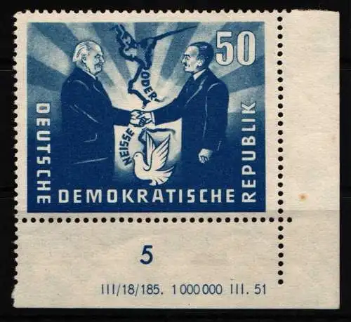 DDR 285 DV postfrisch Druckvermerk, kleiner Fleck im Rand #NR589