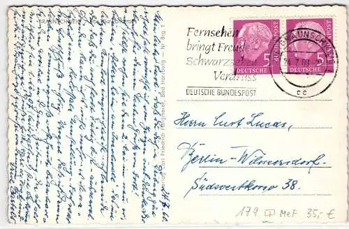 BRD 179 auf Postkarte Ansichtskarte 179 Bogenpaar #NQ531