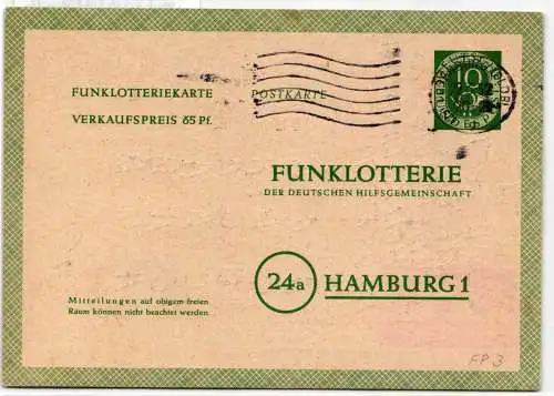 BRD FP3 als Ganzsache Funklotterie Postkarte #NQ563