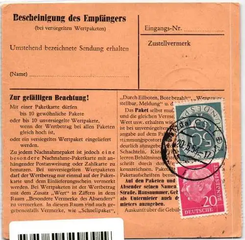 BRD 194 auf Brief Paketkarte 194 Bogenpaar #NQ530