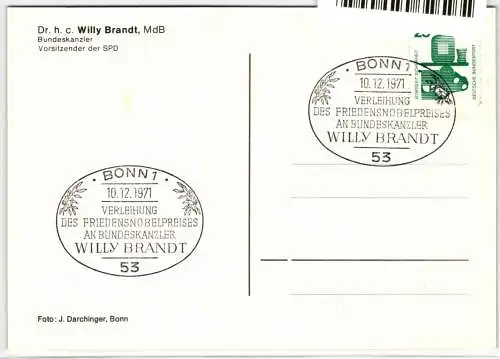 BRD auf Postkarte Autogrammkarte Willy Brandt #NQ570