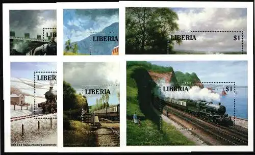 Liberia Block 133-138 postfrisch als Blockausgabe Lokomotiven #NT994