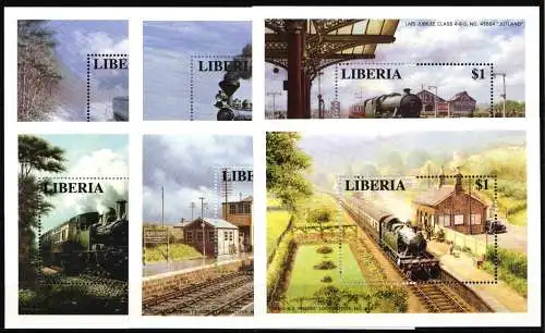 Liberia Block 142-147 postfrisch als Blockausgabe Lokomotiven #NT993