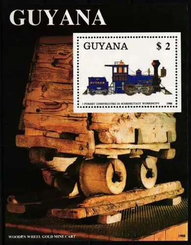 Guyana Block 34 postfrisch als Blockausgabe Lokomotiven #NT479