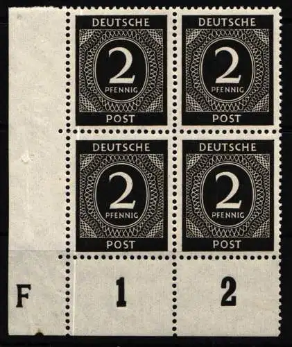 Alliierte Besetzung 912 DZ 3 postfrisch Druckerzeichen F 4,50, angetrennt #NU247