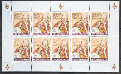 Vatikan Kleinbogen 1352 postfrisch Papst Johannes Paul XXIII. #GG078