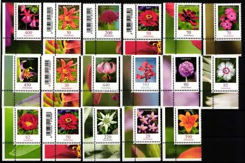 BRD Bund Lot Dauerserie Blumen postfrisch Eckerand u.l. #NS468