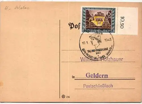 Deutsches Reich 828 auf Postkarte Ersttag-Sonderstempel #NT303