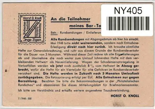 Alliierte Besetzung P961 als Ganzsache Privatganzsache #NY405