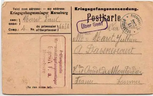 Deutsches Reich WK I auf Postkarte Kriegsgefangenensendung #NY421