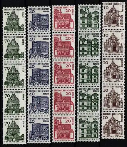 Berlin 242-45, 248 R ** postfrisch Rollenmarken 5er-Streifen #NY463