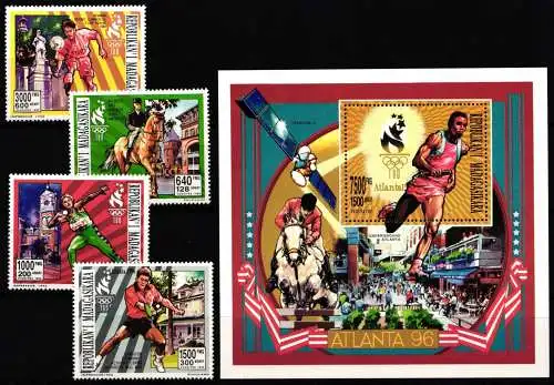 Madagaskar 1649-1652 und Block 247 A postfrisch Olympische Spiele #NN603