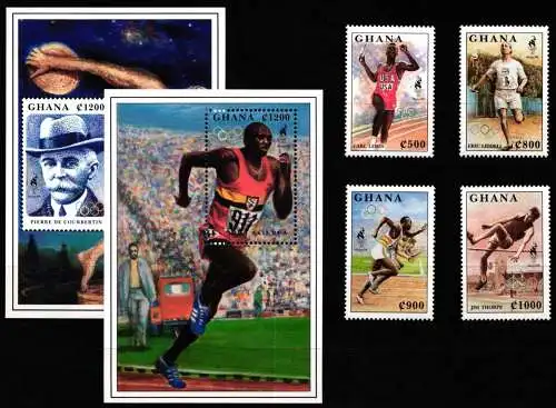 Ghana 2186-2189 und Block 275 und 276 postfrisch Olympische Spiele #NN670