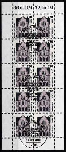 BRD Bund 2197 gestempelt mit Ersttagsstempel Berlin als Kleinbogen #NM914
