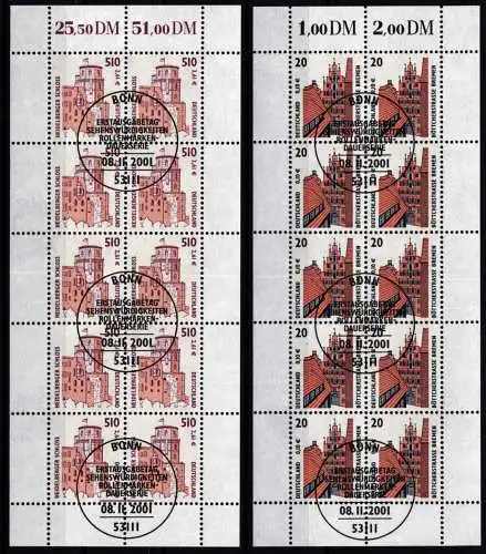 BRD Bund 2224-2225 gestempelt mit Ersttagsstempel Bonn als Kleinbogen #NM920