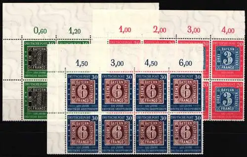 Bund BRD 113-115 postfrisch als 8er Blöcke Eckrand oben links #NW038