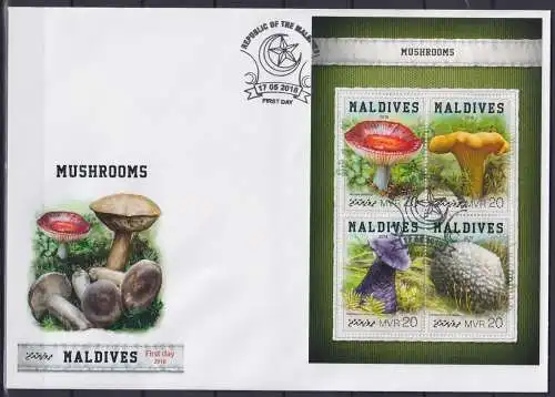 Malediven 7483-7486 gestempelt als FDC / Pilze #NN071