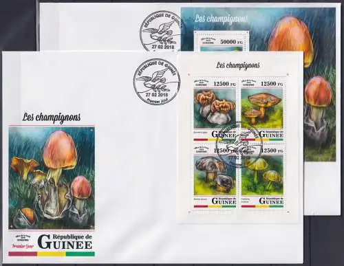 Guinea 12780-12783 und Block 2852 gestempelt als FDC / Pilze #NN078