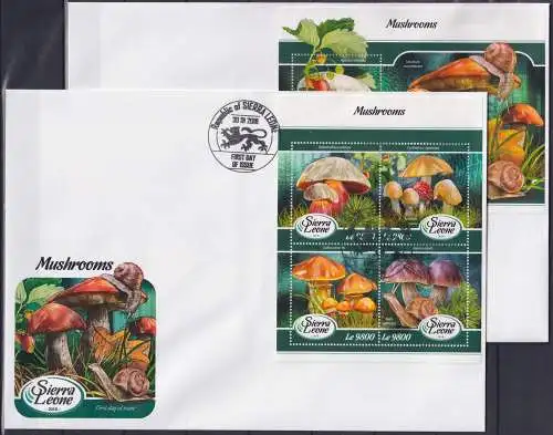 Sierra Leone 9240-9243 und Block 1377 gestempelt als FDC / Pilze #NN079