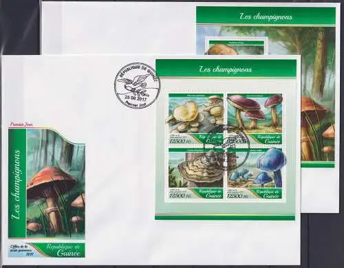 Guinea 12535-12538 und Block 2803 gestempelt als FDC / Pilze #NN077