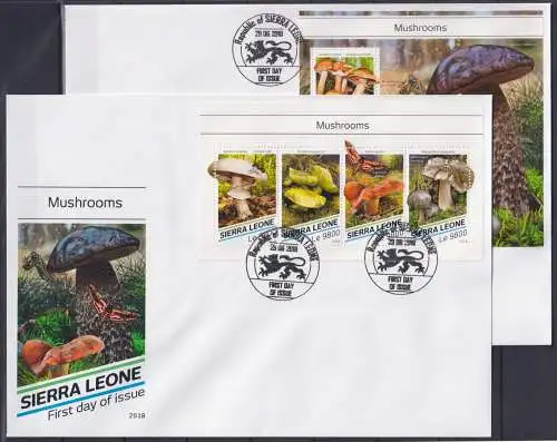 Sierra Leone 9734-9737 und Block 1475 gestempelt als FDC / Pilze #NN080