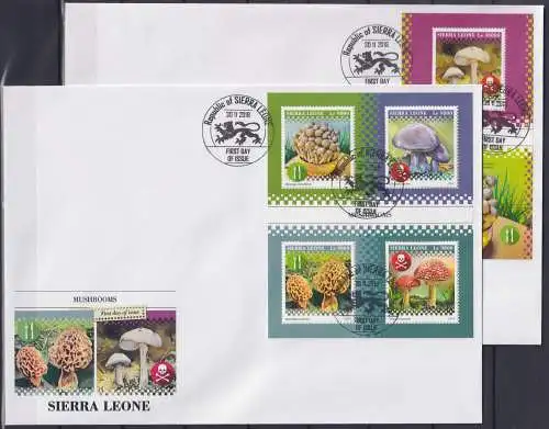 Sierra Leone 10414-10417 und Block 1589 gestempelt als FDC / Pilze #NN081