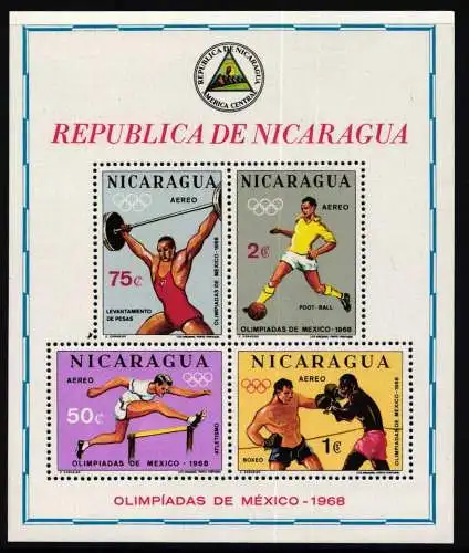 Nicaragua Block 68 postfrisch Olympia #NM712