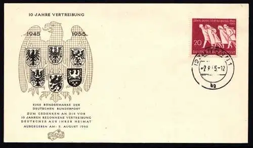 Bund 215 gestempelt mit Ersttagsstempel als FDC #NM856