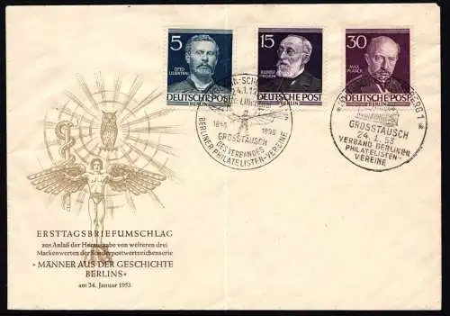 Berlin 92, 96, 99 gestempelt mit Ersttagssonderstempel als FDC #NM885